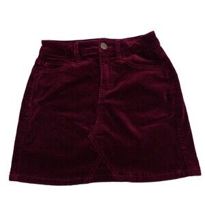 So Corduroy Skirt Juniors Size 1/25W Burgundy Fall Winter Preppy Mini Skirt Y2K